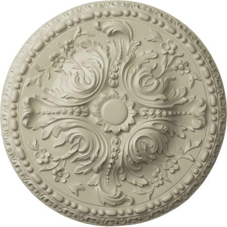 Ekena Millwork Amelia Ceiling Medallion (Fits Canopies up to 2 3/8"), Hand-Painted Clear Yellow, 19 5/8"OD x 3/4"P CM20AMCYF